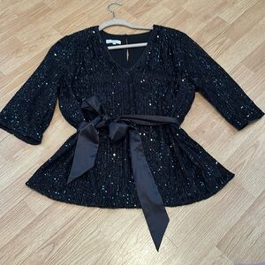 Hobbs (British brand) black sequin top with bow